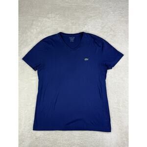 Lacoste Men's V-Neck Pima Cotton Jersey T-Shirt Size Medium Blue $60